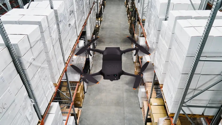 Drone in a warehouse