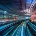 train moving through tunnel